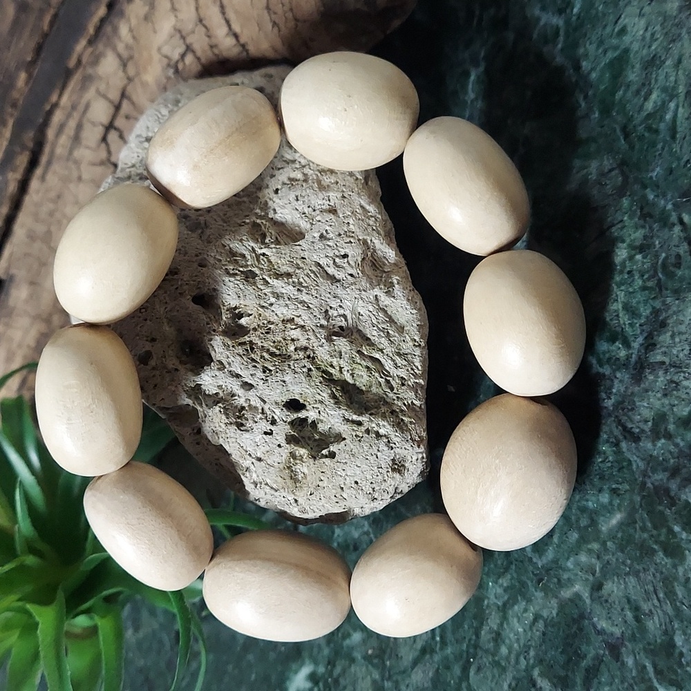 B982 Boho Handmade Natural Wooden Beaded Phillipines Stretch Bracelet